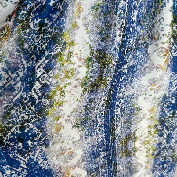 Tularosa Blue Multi Print Lace Trim Scallop Strap Dress Size Medium - Picture 5 of 9